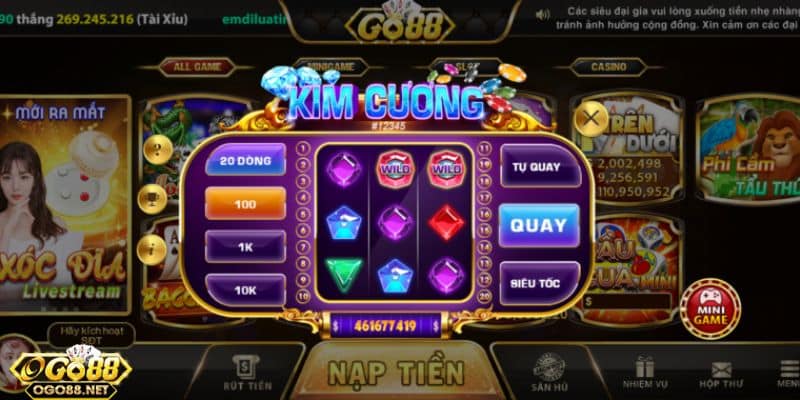 Quay thưởng thú vị trong game kim cương